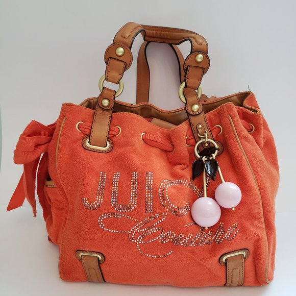 NWOT Juicy Couture with Beautiful Cherry Charms, Terrycloth Bag. - Picture 8 of 17